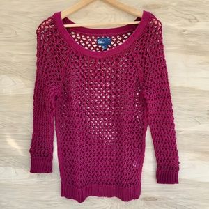 ❄️3/$20!❄️ American Eagle Maroon Mesh Knit Top